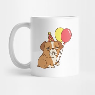 Grumpy Bulldog With Balloons Funny Mug